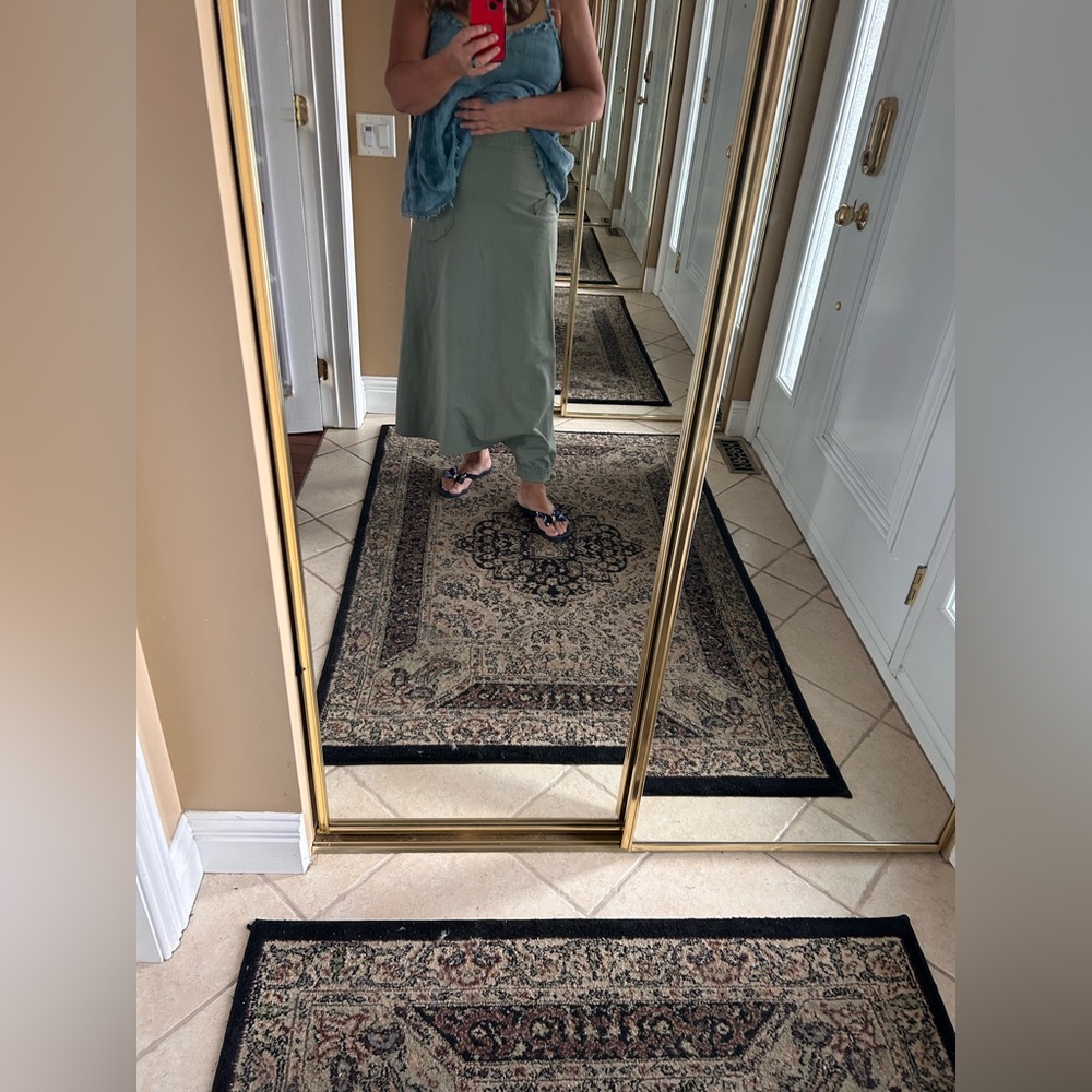 Olive Green A-Line Maxi Skirt /pants combo - Picture 3 of 12